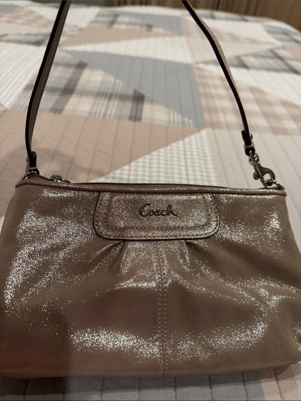 Coach Shimmering Taupe Shoulder Bag